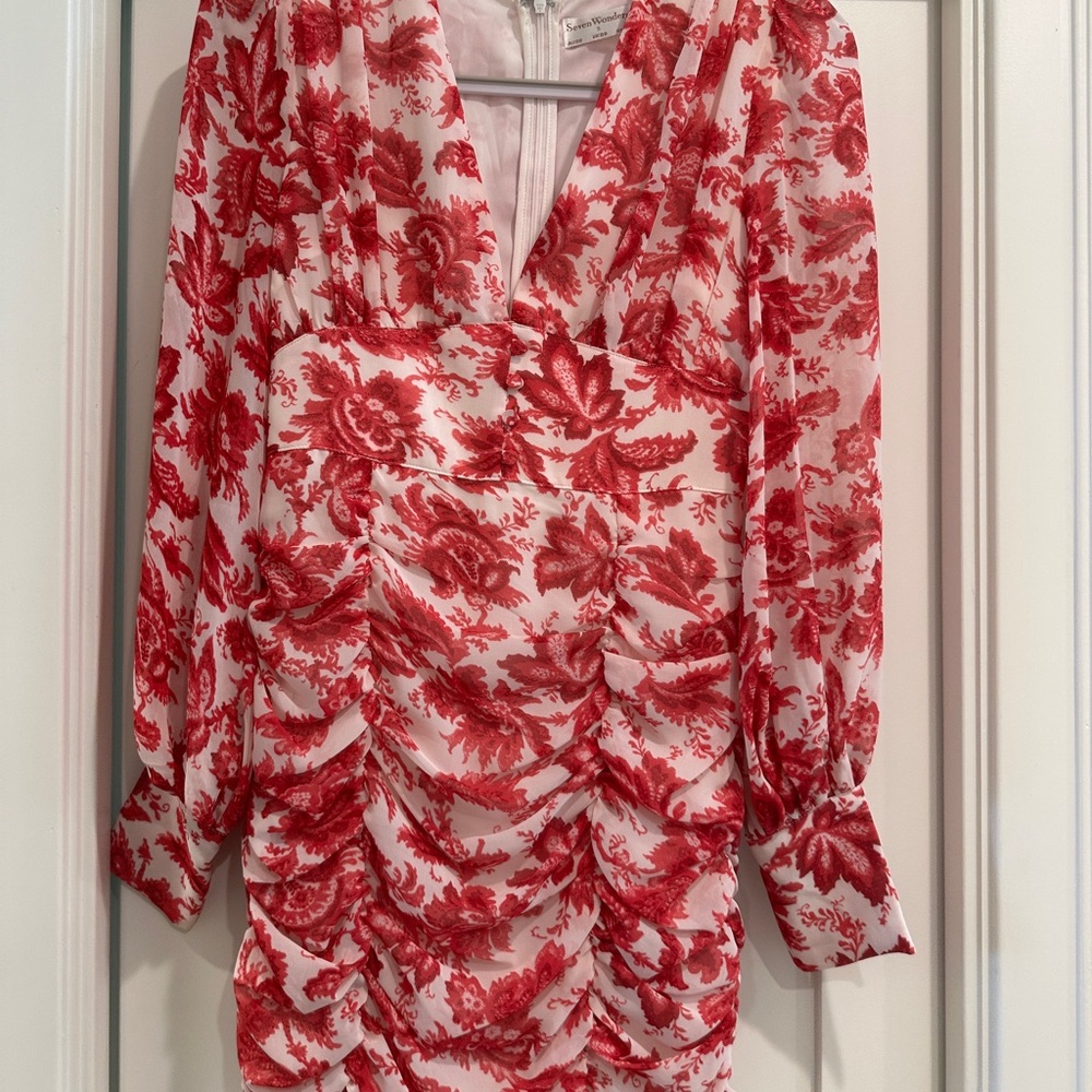 Pink Floral Ruched Dress